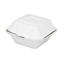 Biodegradable Disposable bagasse sugar cane food container hamburger box 6" x 6" Hinged Container